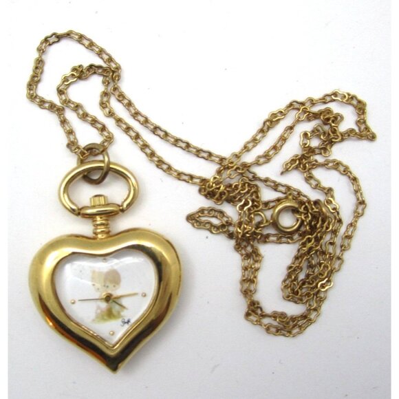 1999 Vtg Love One Another Heart Quartz 29mm Pendant Watch (H836) "New Battery" - Picture 1 of 3